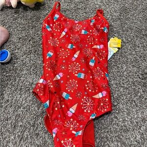 🍫Cat & Jack Red Swimsuit with Ice Cream and Fireworks